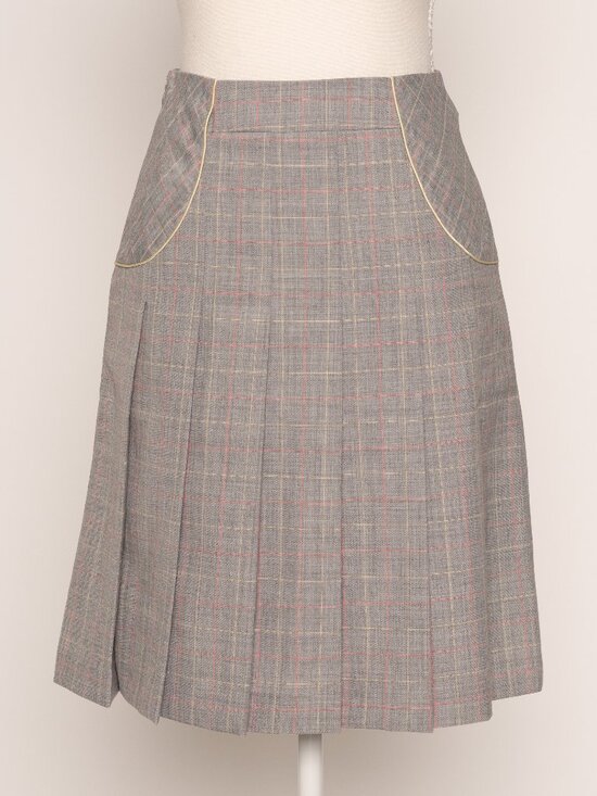 Season Wind Dresses & Skirts - Gray Pink Plaid Pleated Wool Blend Midi Skirt XS Academia Preppy Gossip Girl